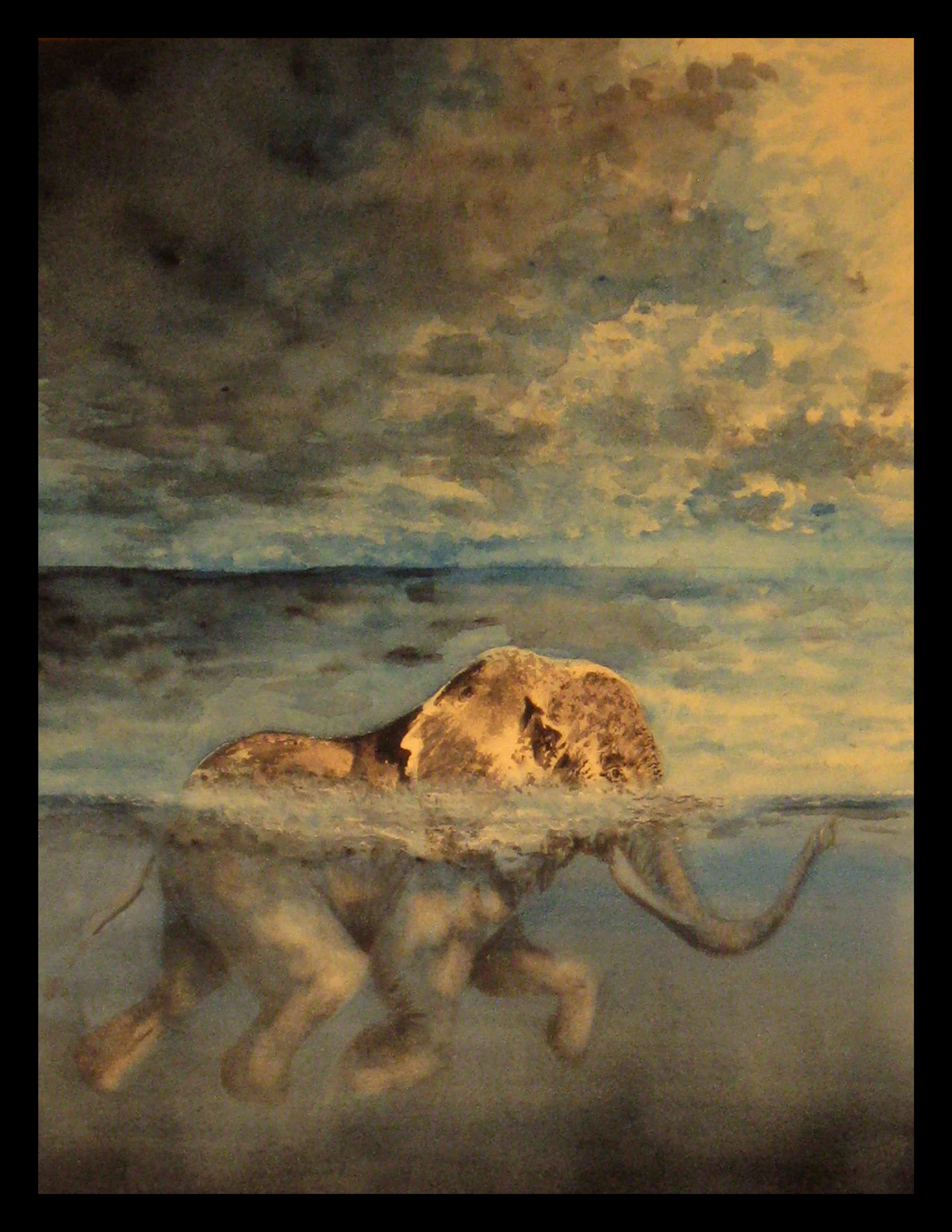 Elephant Swimming painting