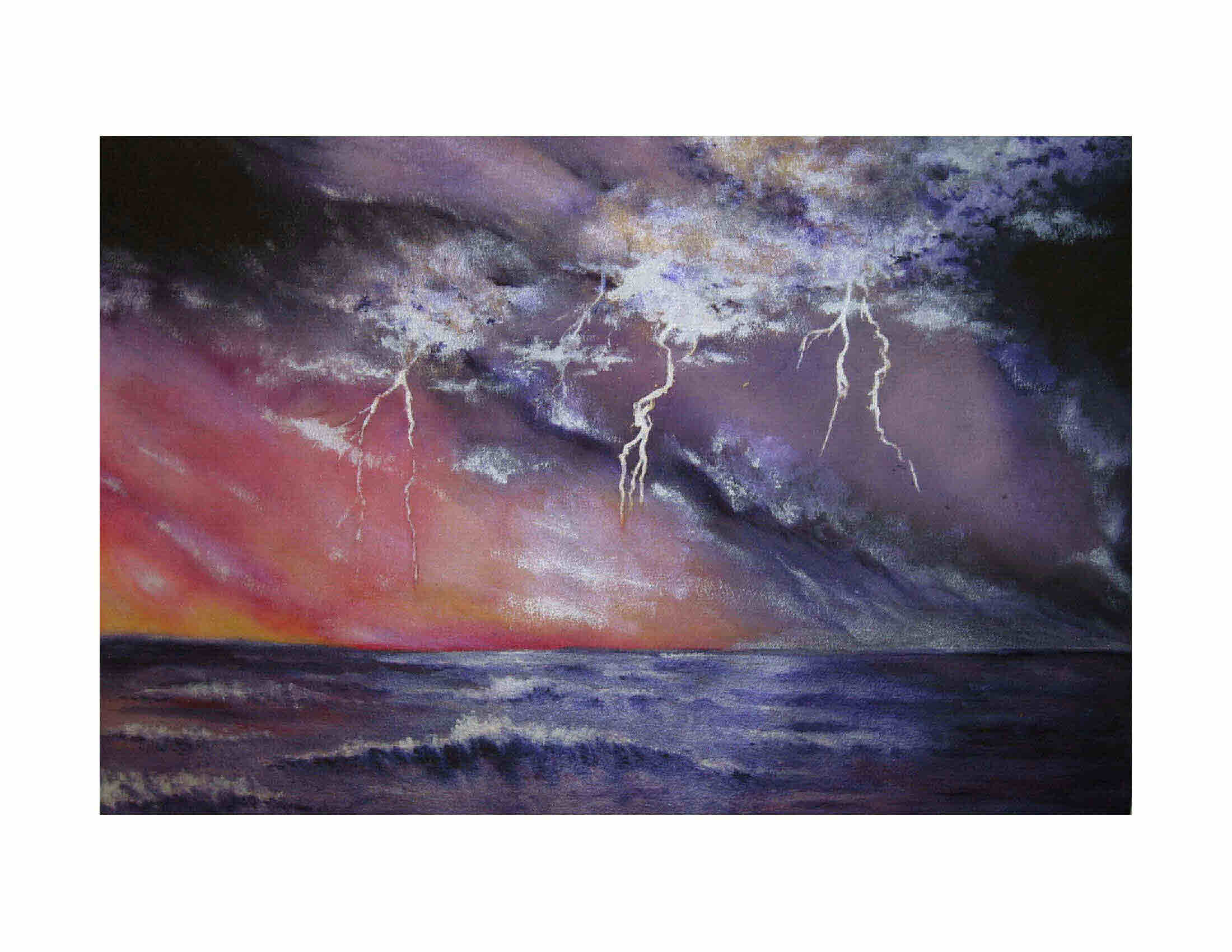 Purple Skies of Hurricane Michael, Lightning on the Gulf